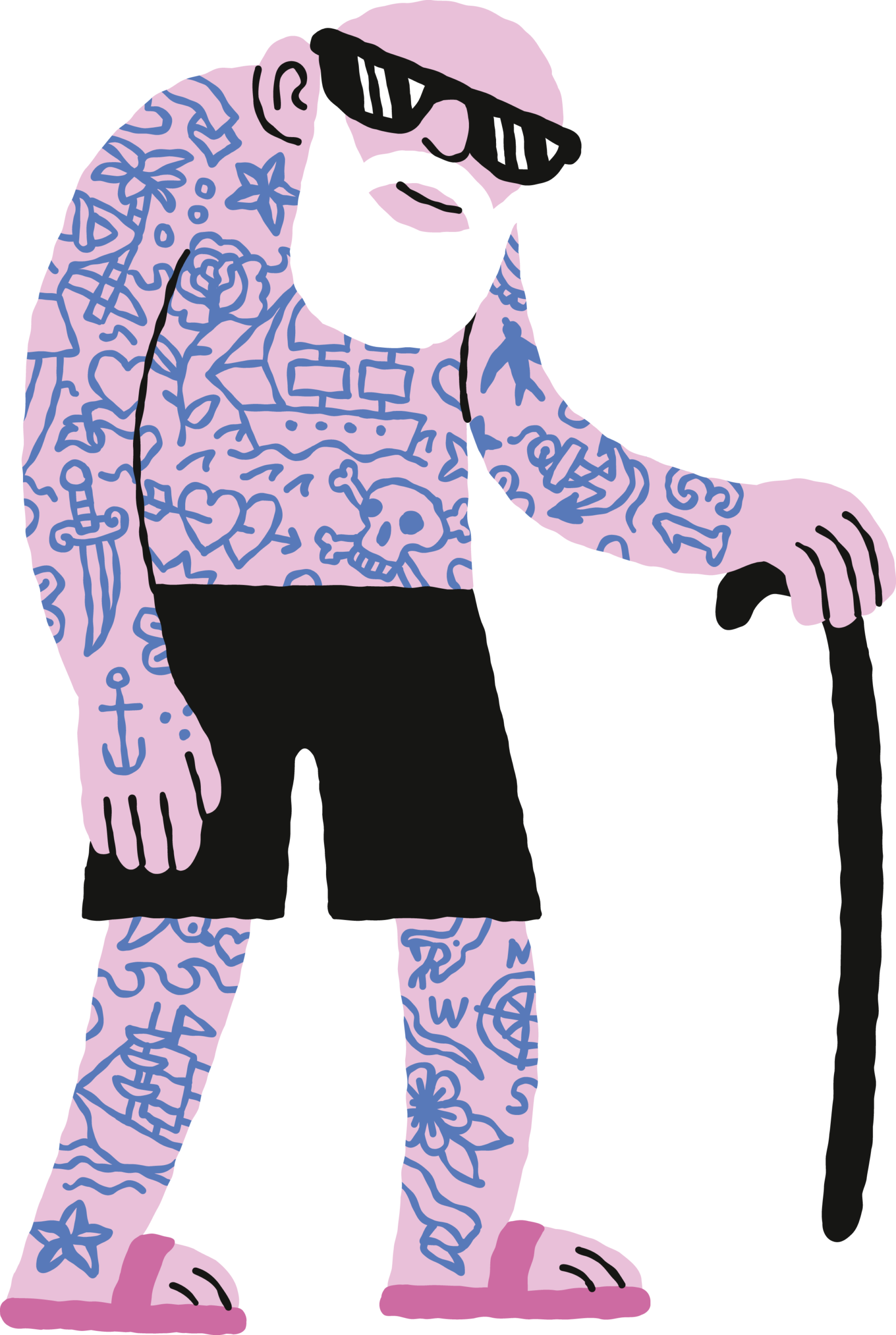 Papfigur: Tatoveret pensionist