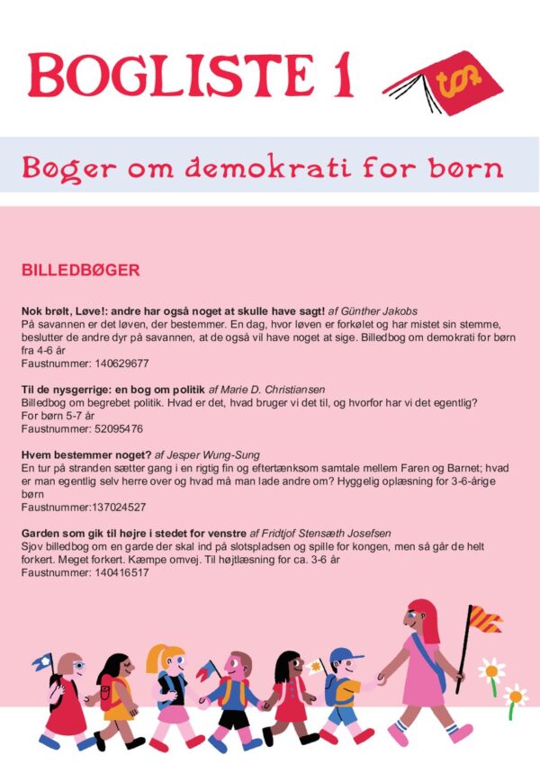 Forsiden af Bogliste 1: Bøger om demokrati for børn.